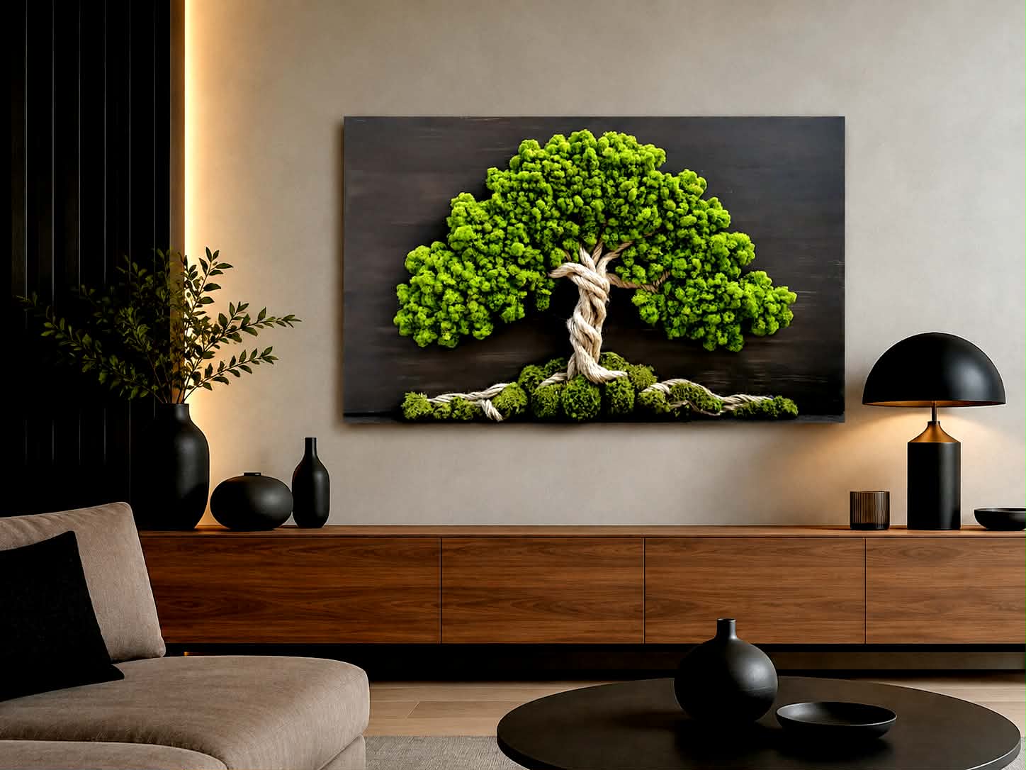 Živý mechový obraz, strom 60x100cm