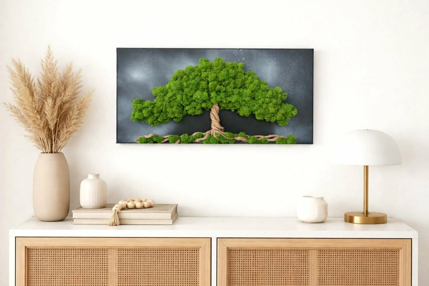 Živý mechový obraz, strom 30x60